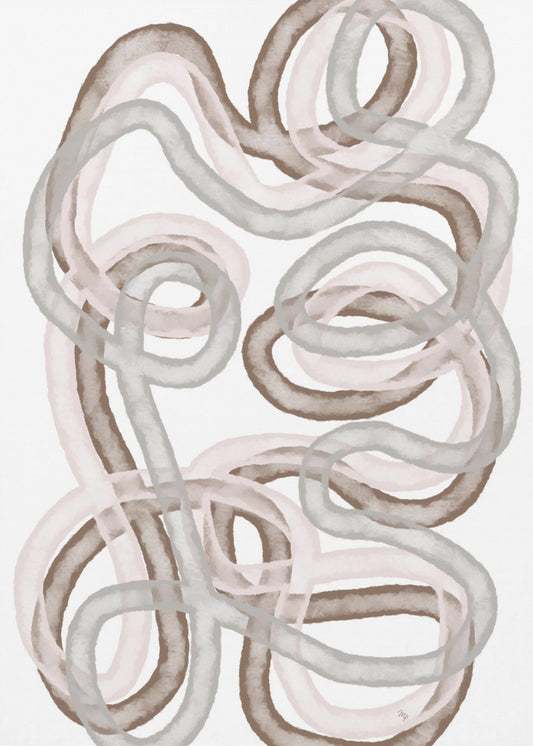 Abstract Intertwined Lines In Soft Earthy Tones | Canvas