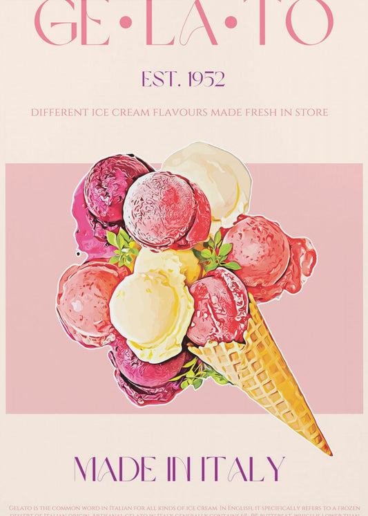 Vintage Style Gelato Poster | Canvas
