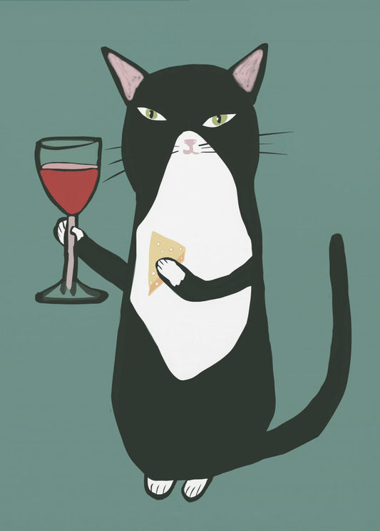Cat with wine | Poster