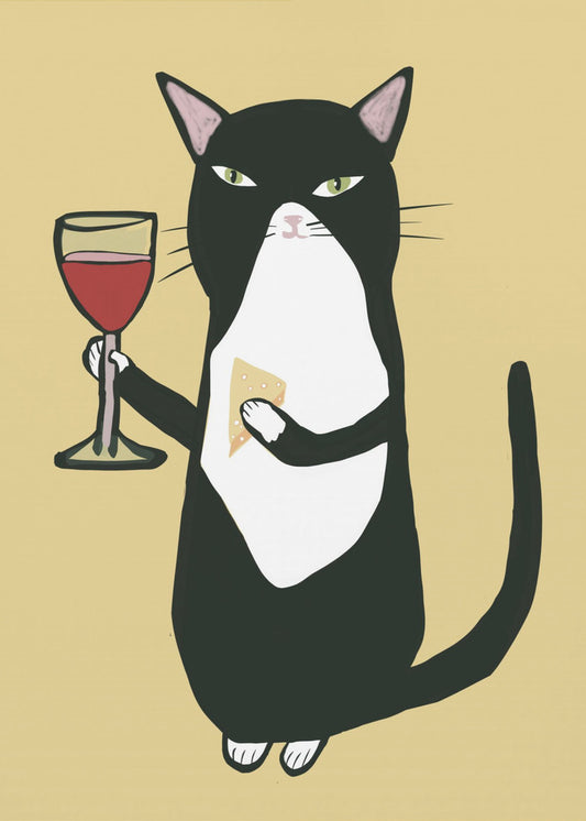 Cat with wine | Poster