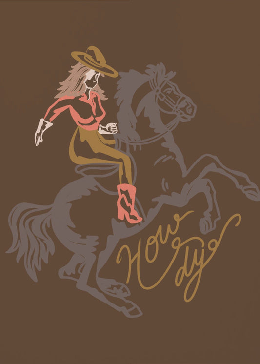 Cowgirl Riding A Rearing Horse | Poster