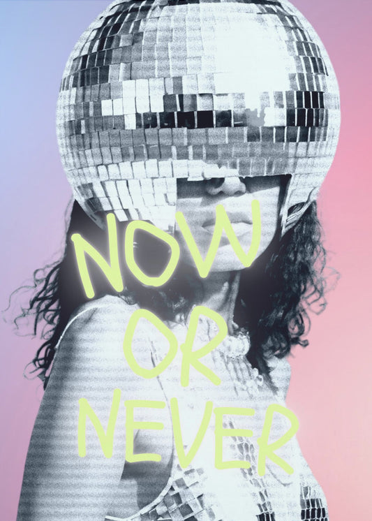 Woman with a Disco Ball Helmet | Poster