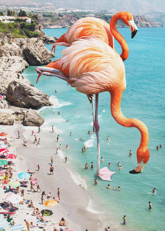 Flamingos On the Beach | Canvas