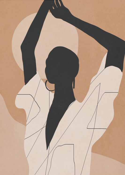 Minimal Abstract Art Sunset Girl | Poster
