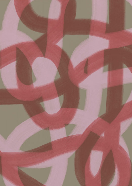 Intertwined Red and Pink Loops | Poster