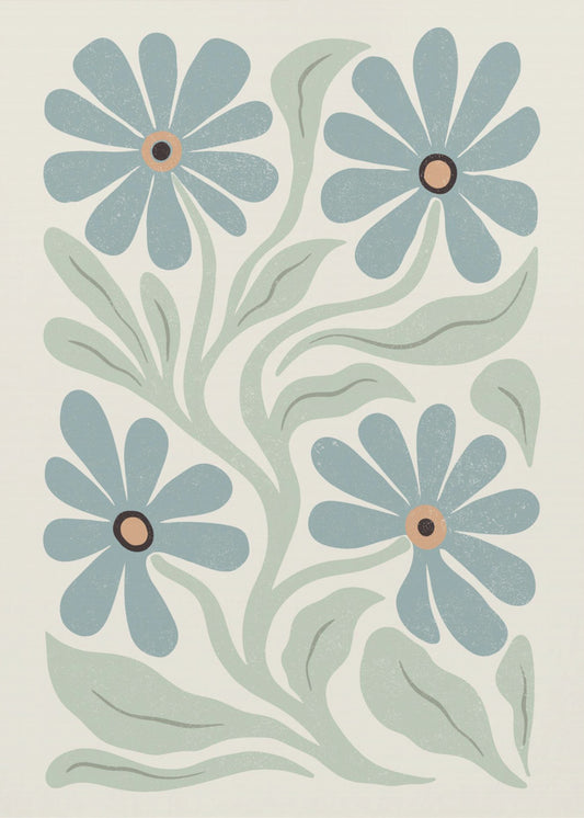 Abstract Flowers Blue and Green | Canvas