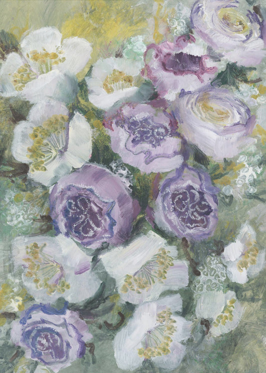 Floral Composition With White And Purple Flowers | Canvas