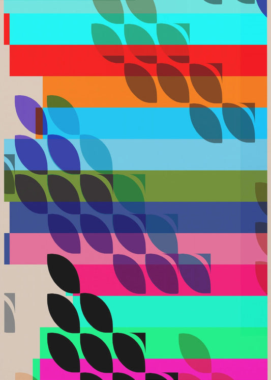 Vibrant Geometric Shapes And Leaf Patterns | Canvas
