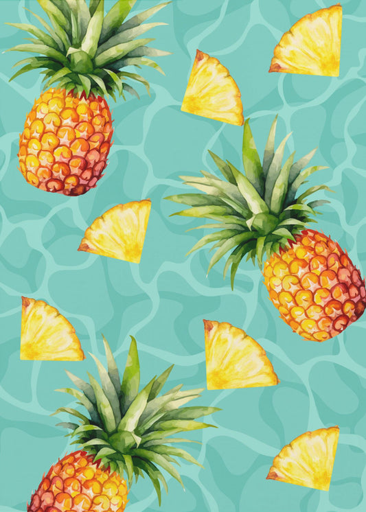 Exotic Pineapple &amp; Slices Aesthetic Pattern - Tropical Summer watercolor | Poster