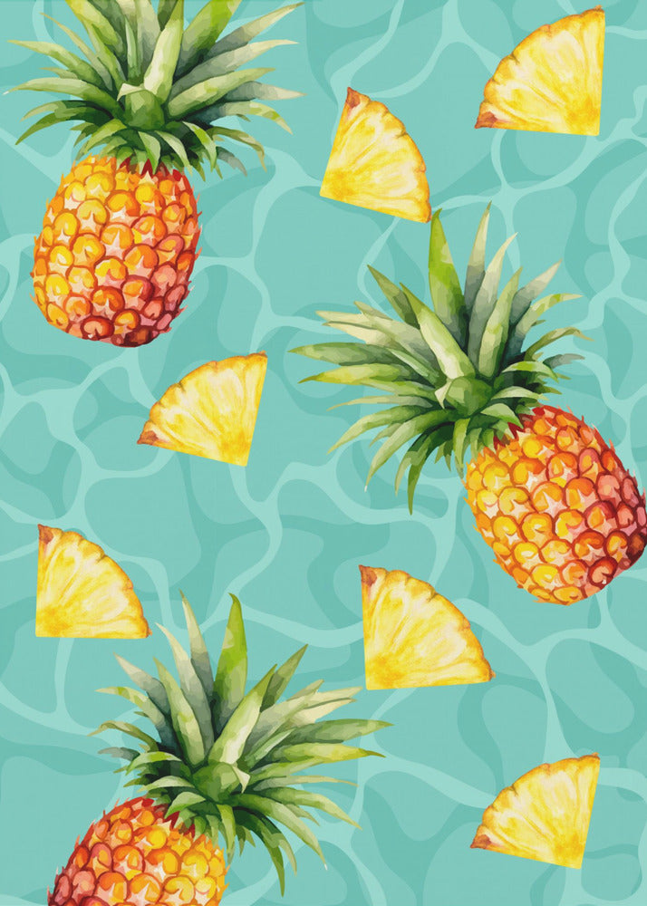 Exotic Pineapple &amp; Slices Aesthetic Pattern - Tropical Summer watercolor | Canvas