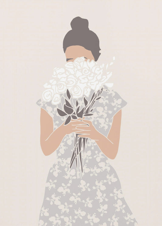 Girl With Flower Bouquet | Poster