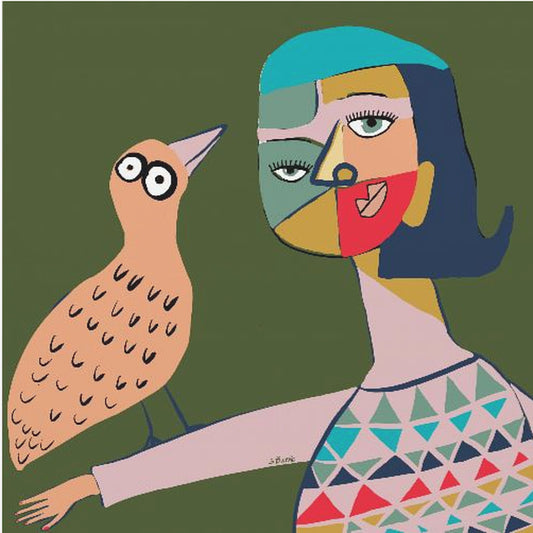 Lady with bird | Canvas